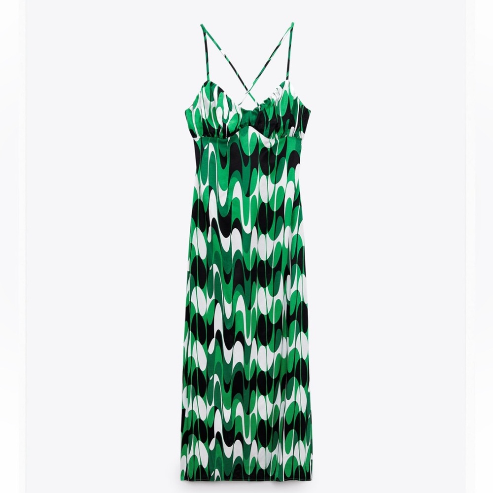 ZARA lingerie style print dress sz Medium NWTS